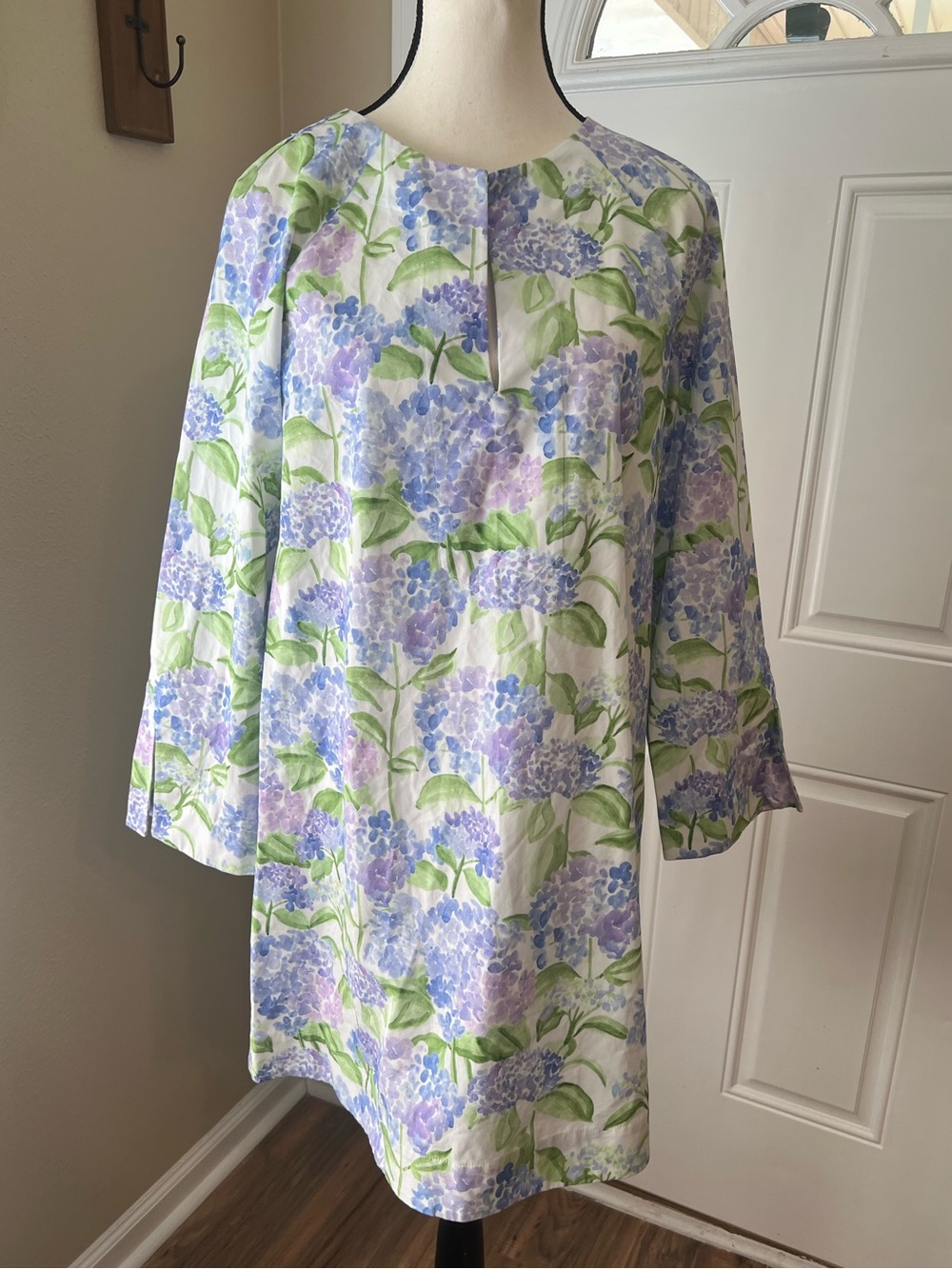 Hill House Home Artemis Dress Blue Hydrangea Floral XS
